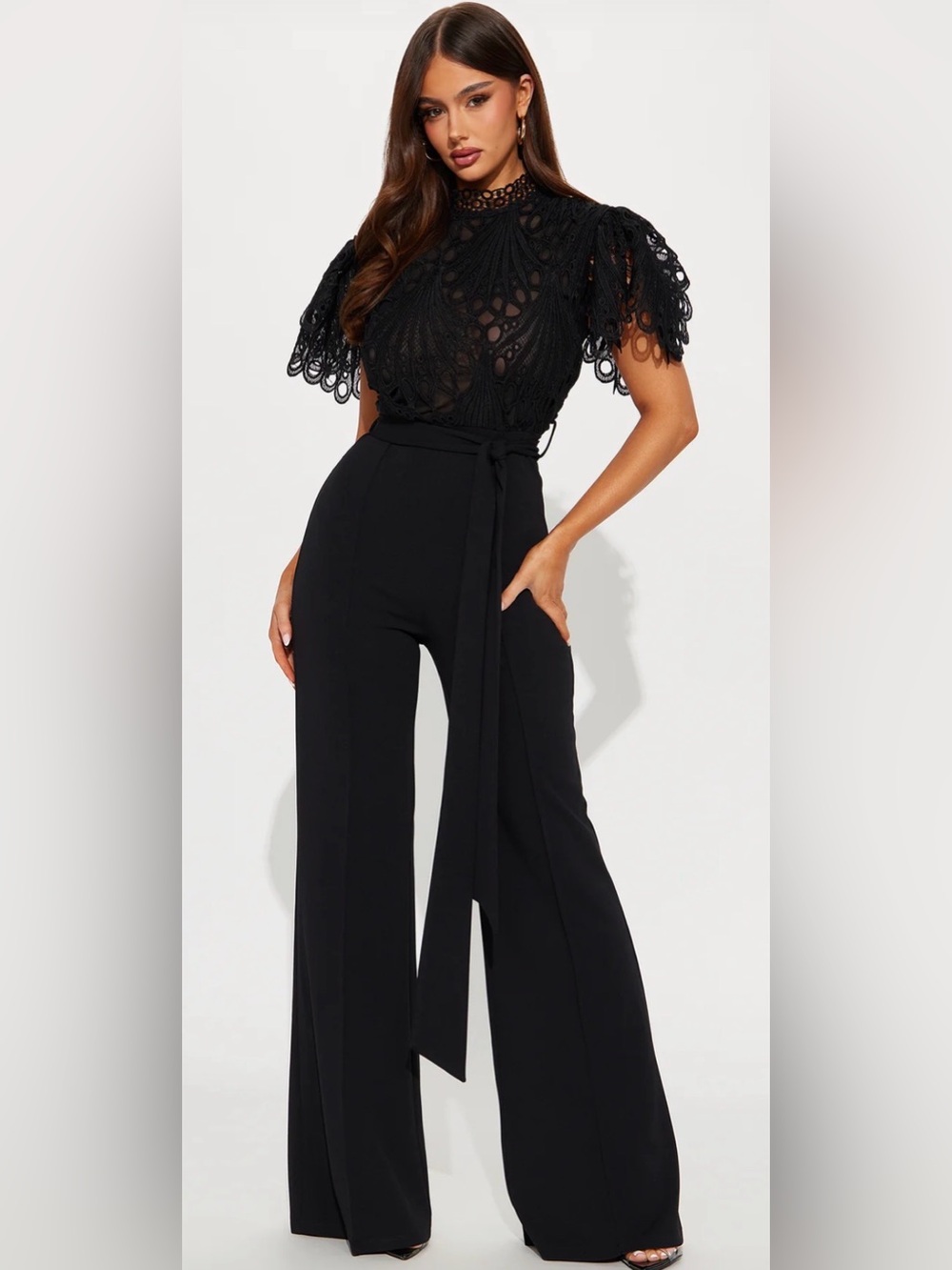 Black Crepe Jumpsuit - Picture 1 of 10